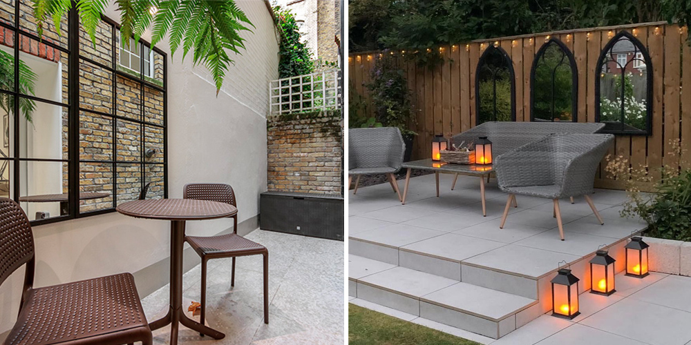 Grey porcelain patio paving slabs